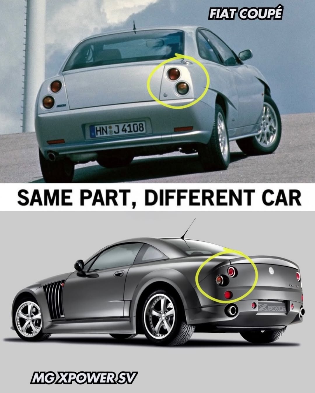 Misma pieza, diferente coche.