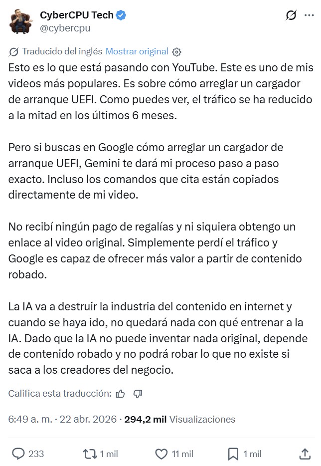 Los creadores de contenido práctico tienen un grave problema con la IA: la gente está dejando de ver sus vídeos.