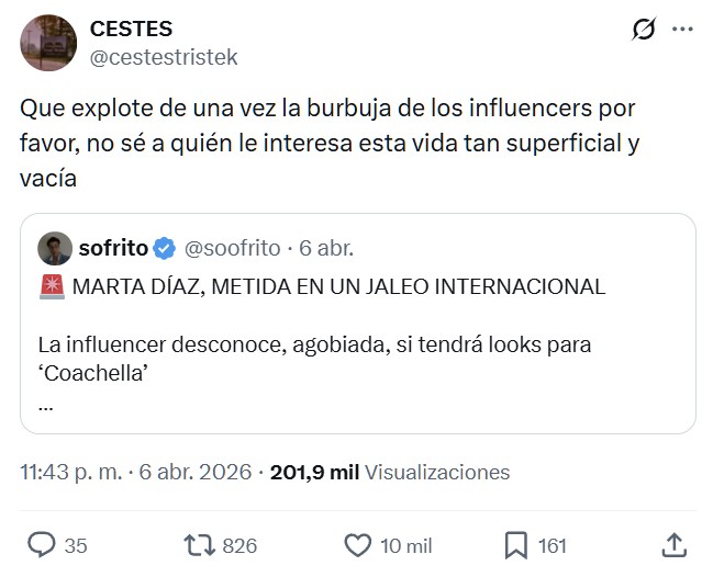 Marta Díaz está metida en un jaleo internacional: La influencer desconoce, agobiada, si tendrá looks para ‘Coachella’