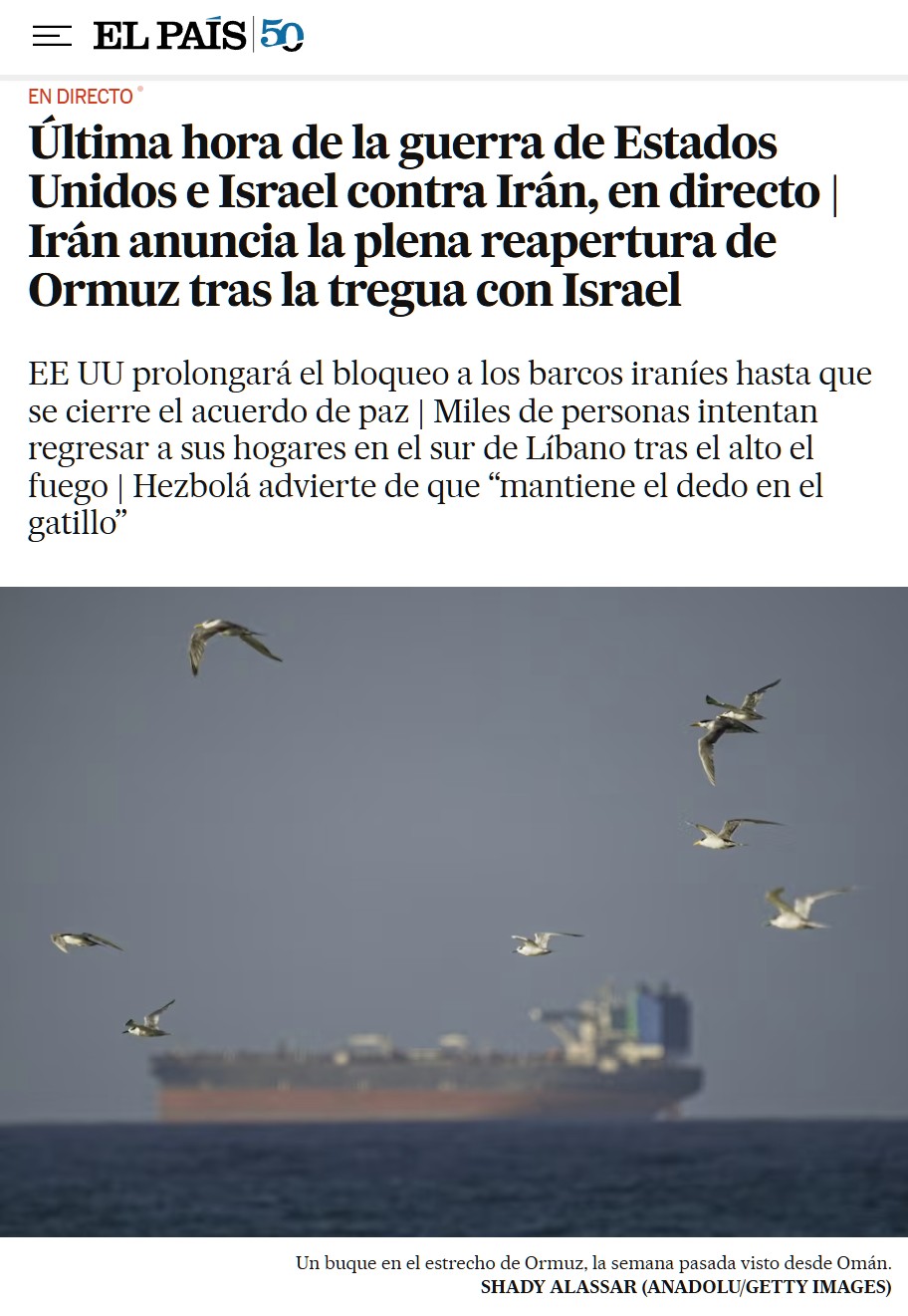 Irán relaja el ojеtе de Ormuz.