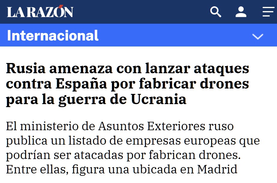Putin amenaza a España con lanzar ataques por fabricar drones para Ucrania.