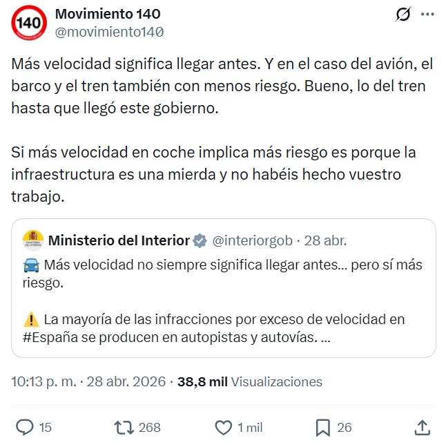 "Más velocidad significa más riesgo".