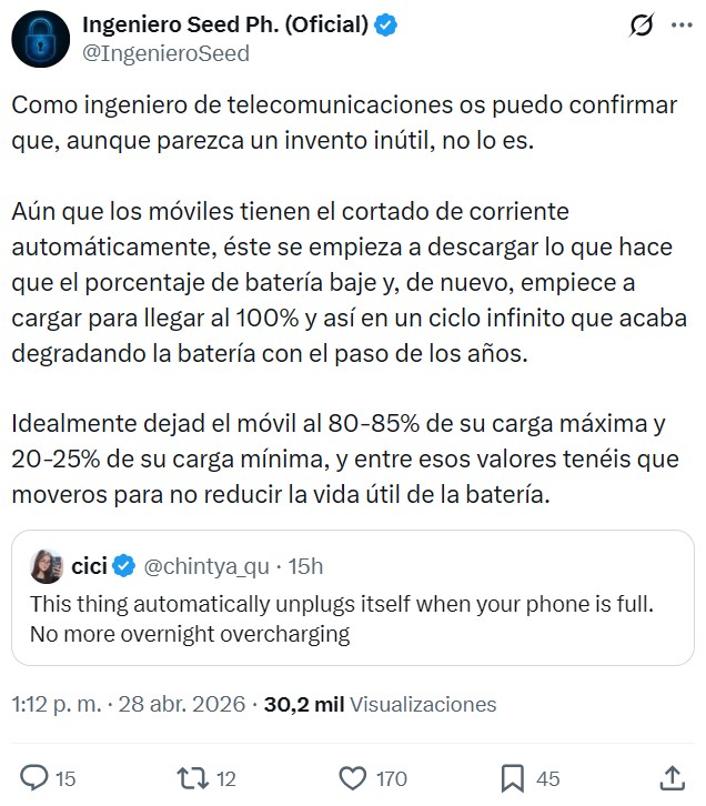 Este aparato se desenchufa automáticamente cuando tu teléfono está lleno. Se acabaron las microcargas y las sobrecargas.