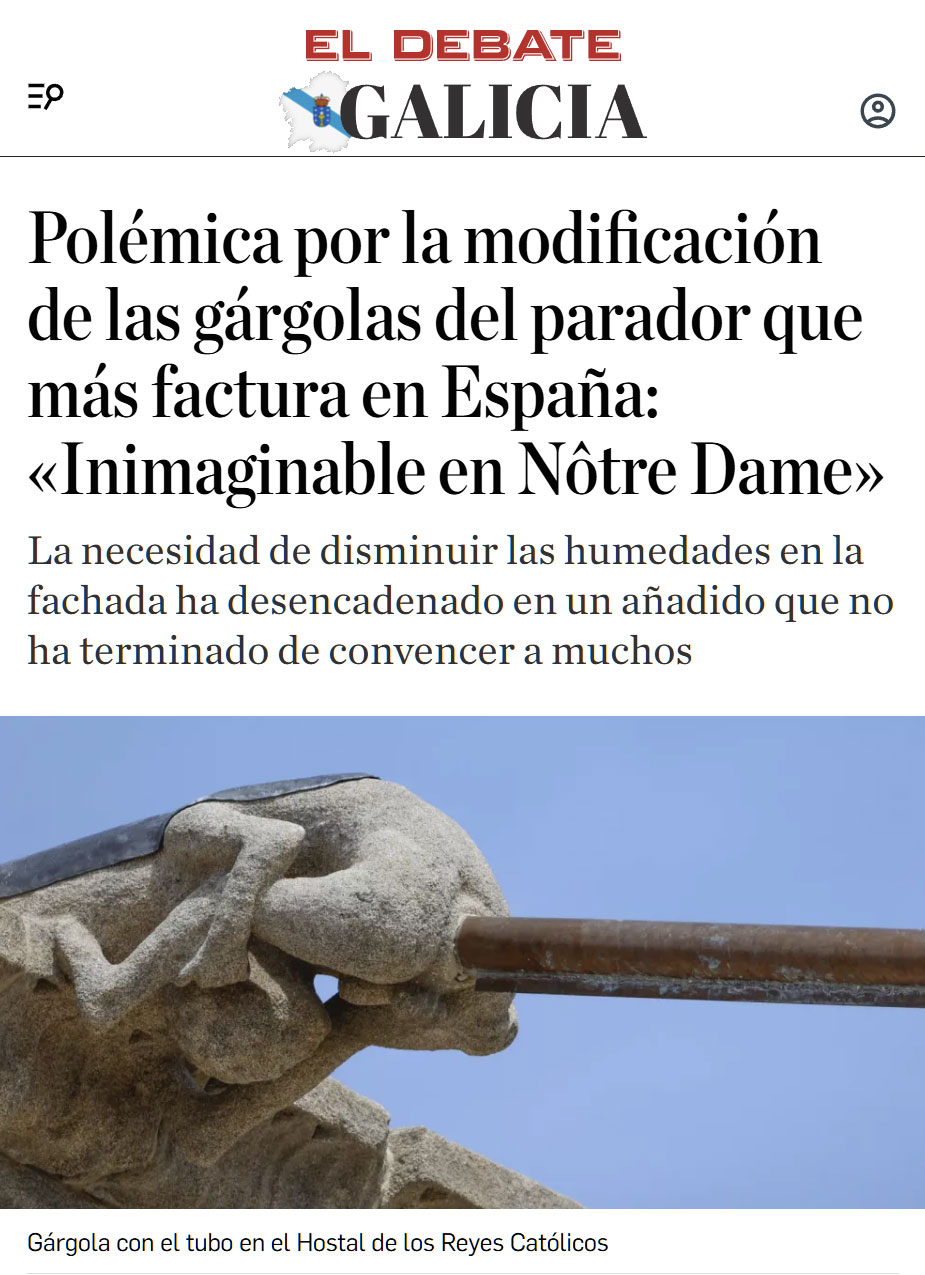 Le han puesto un cañón en el оrtо a las gárgolas del Parador de Santiago de Compostela.