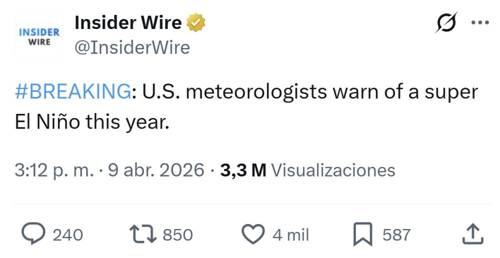 Meteorólogos alertan de la llegada del SUPER EL NIÑO.