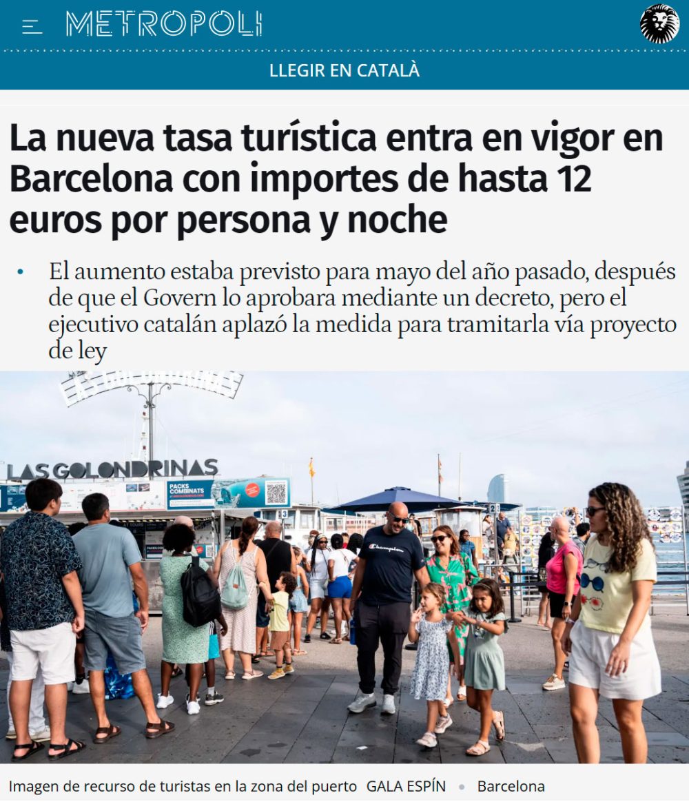 Empezaron por 1€ porque, total, quién va a dejar de ir por un eurito de nada. Ya van por 12. Una familia de 4, un fin de semana, ya paga 96€ solo de tasa turística.