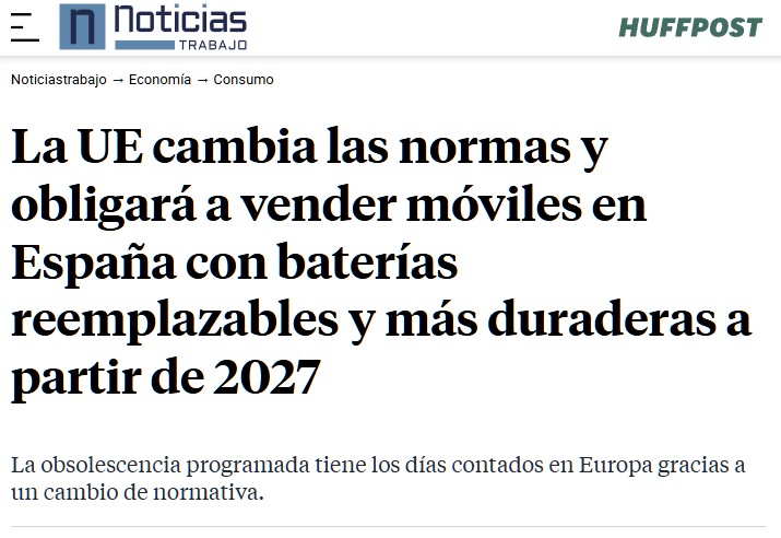 Los móviles tendrán que tener batería reemplazable en la UE.