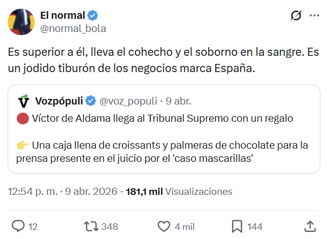 Víctor de Aldama llega al Tribunal Supremo con un regalo: Una caja llena de croissants y palmeras de chocolate para la prensa presente en el juicio por el 'caso mascarillas'