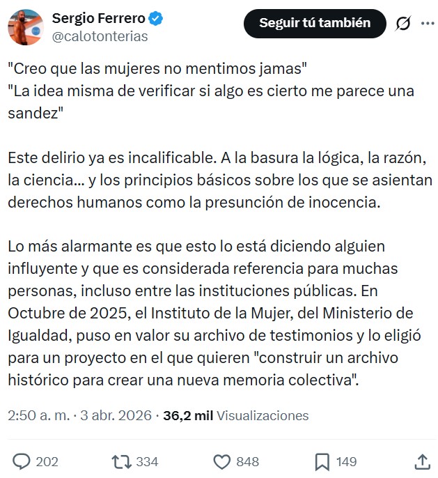 Cristina Fallarás dice que las mujeres no mienten porque el esfuerzo de relatar una agresión es tan inmenso que inventarlo no tendría sentido.