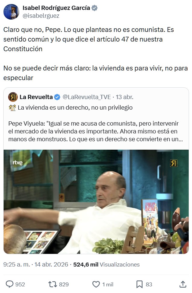 Cuando llevas tanto tiempo tocándote los huevos a dos manos sin dar un palo al agua que se te olvida que tú eres la ministra de vivienda