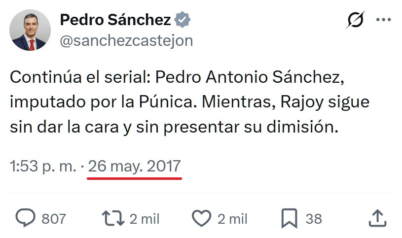 Continúa el serial: el Pedro Sánchez del pasado sigue siendo la mejor oposición del Pedro Sánchez actual.