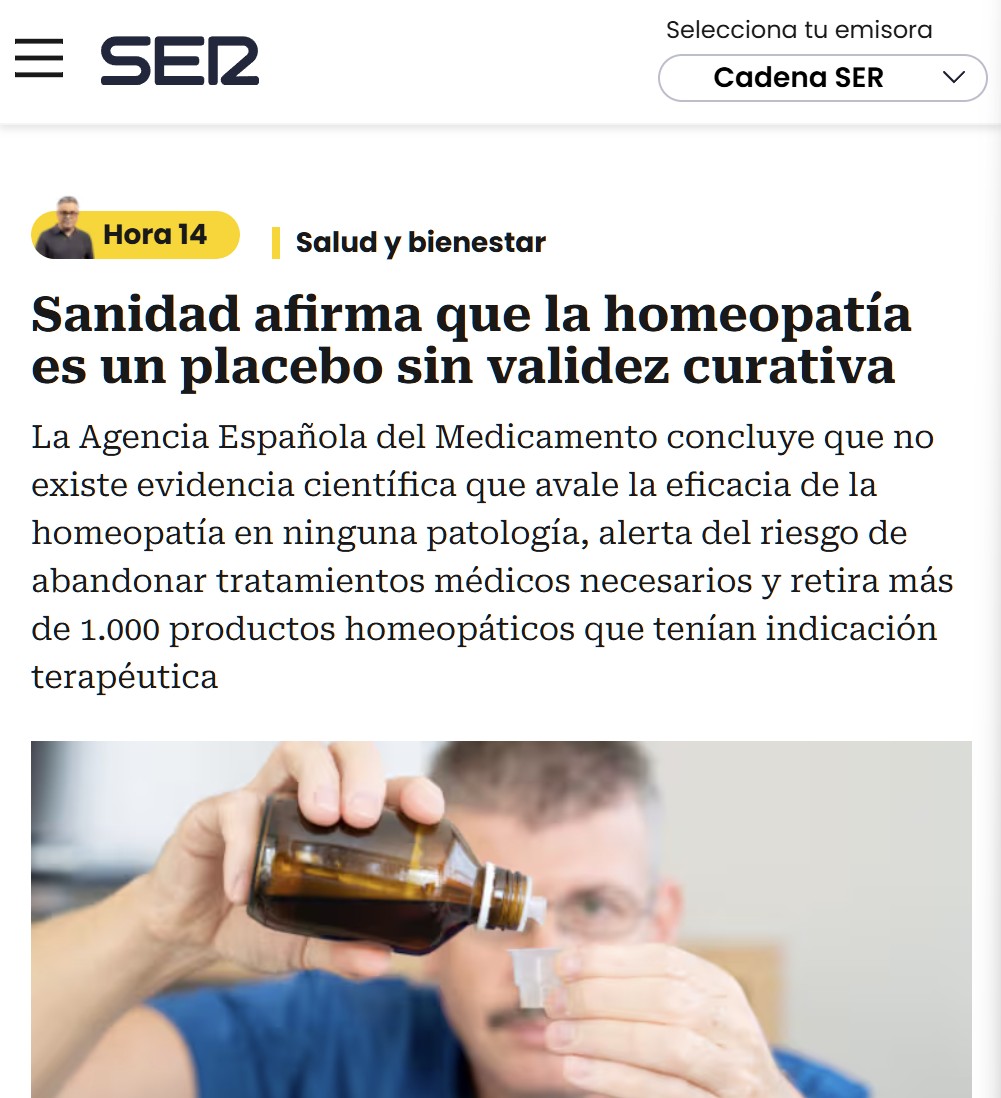 Sanidad: "La eficacia de los productos homeopáticos no supera a la del placebo en ninguna de las patologías analizadas".