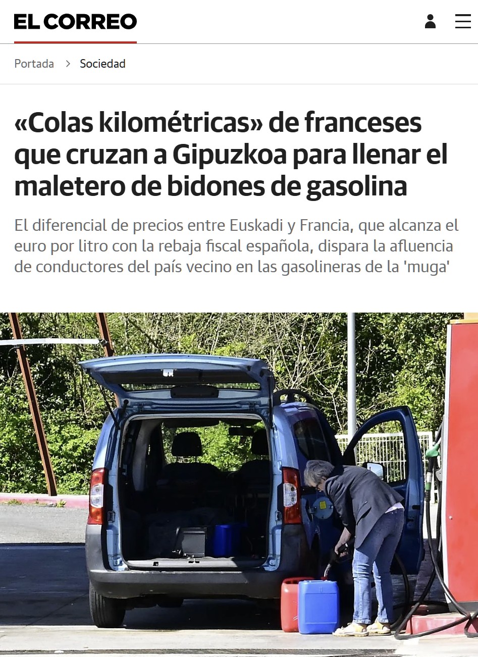 Así están los precios de los combustibles en Portugal.