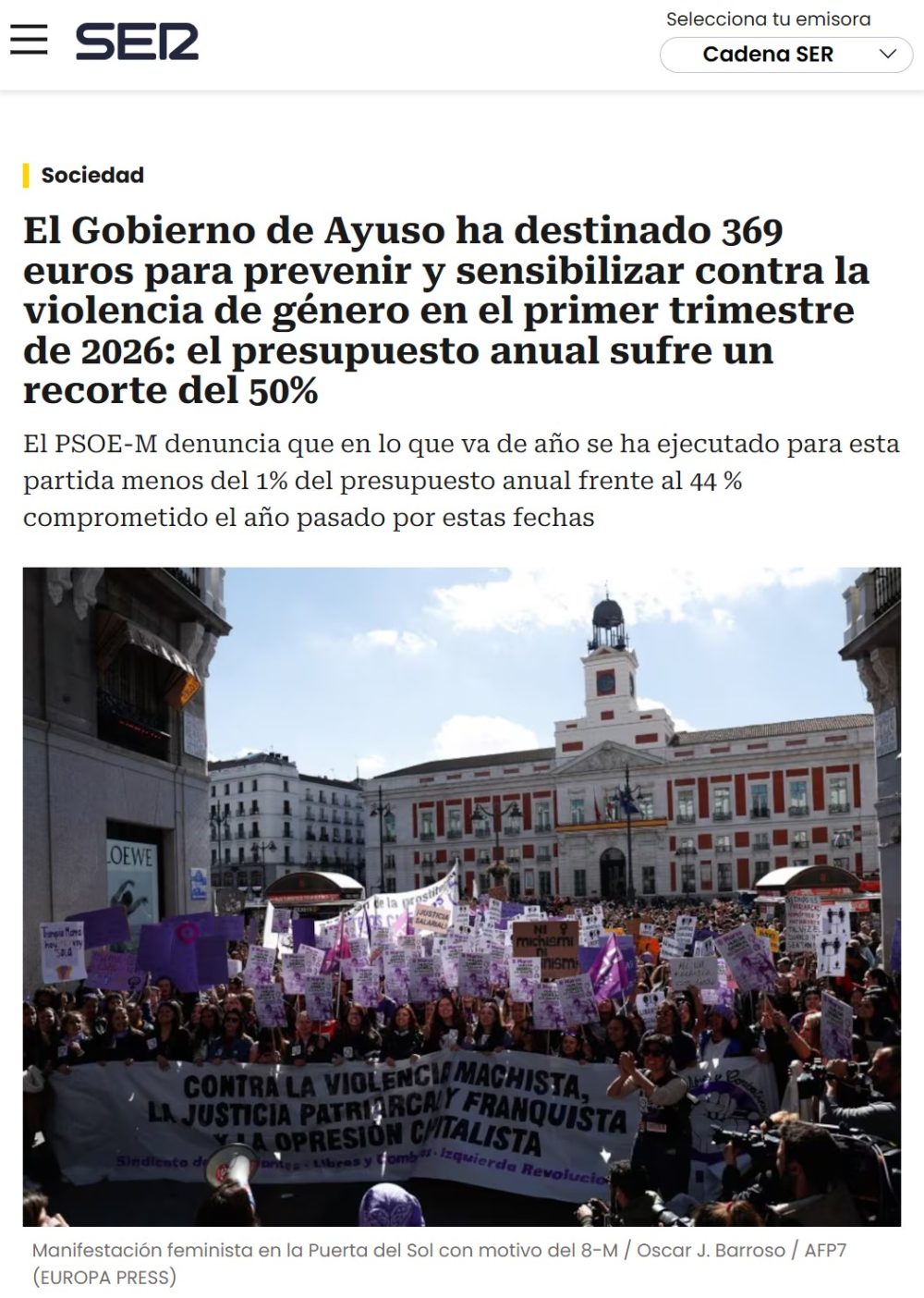 Mucho me parece. Son 369 euros más de lo que se debería destinar.