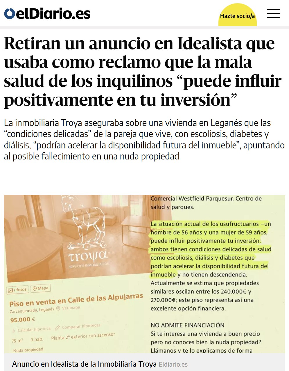 Se vende piso con inquilinos dentro... pero... VAN A MORIR PRONTO.