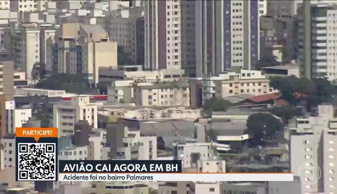 Una avioneta se estrella contra un edificio en Belo Horizonte, Brasil.