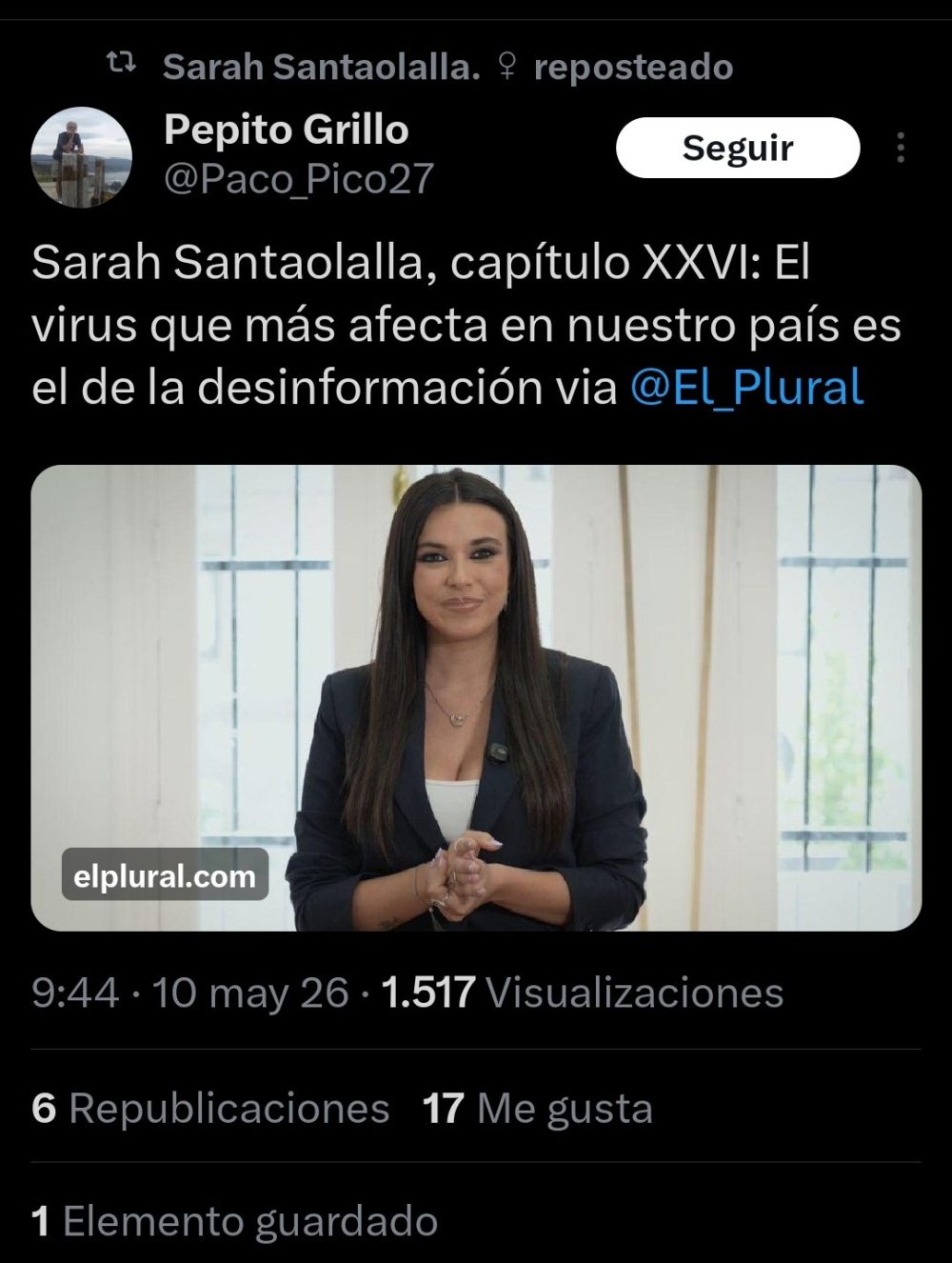 Esto es lo que pasa cuando no sabes escribir. Te dejas un punto o una coma al final, antes de "vía", y acabas diciendo la verdad pero lo contrario de lo que querías decir.