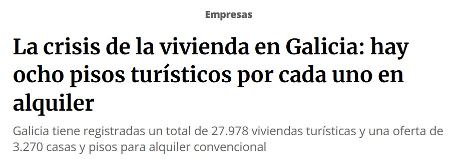 "8 pisos turísticos por cada vivienda en alquiler tradicional".