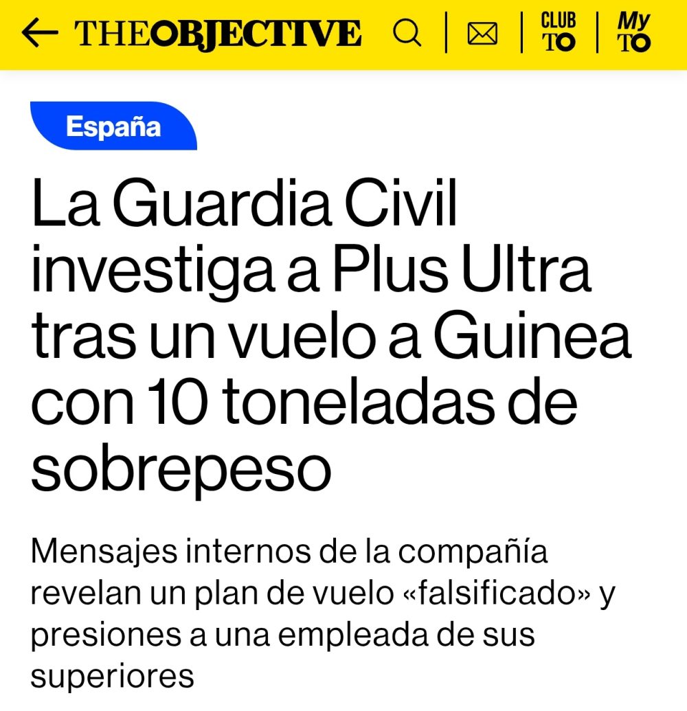 1- La unidad Ares de la Guardia Civil descubre que Plus Ultra volaba con 10 toneladas de sobrepeso y que trató de ocultarlo.