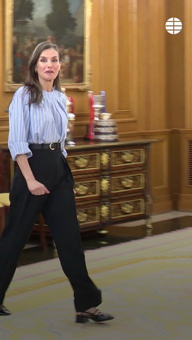 La reina Letizia durante una audiencia en Zarzuela: "Me he quedado con el joystick"