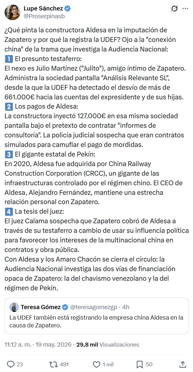 Reacciones a la imputación de Zapatero.