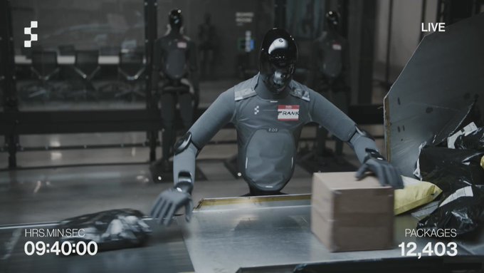 Un robot humanoide lleva más de 12 horas en directo revisando paquetes en sustitución de un humano.