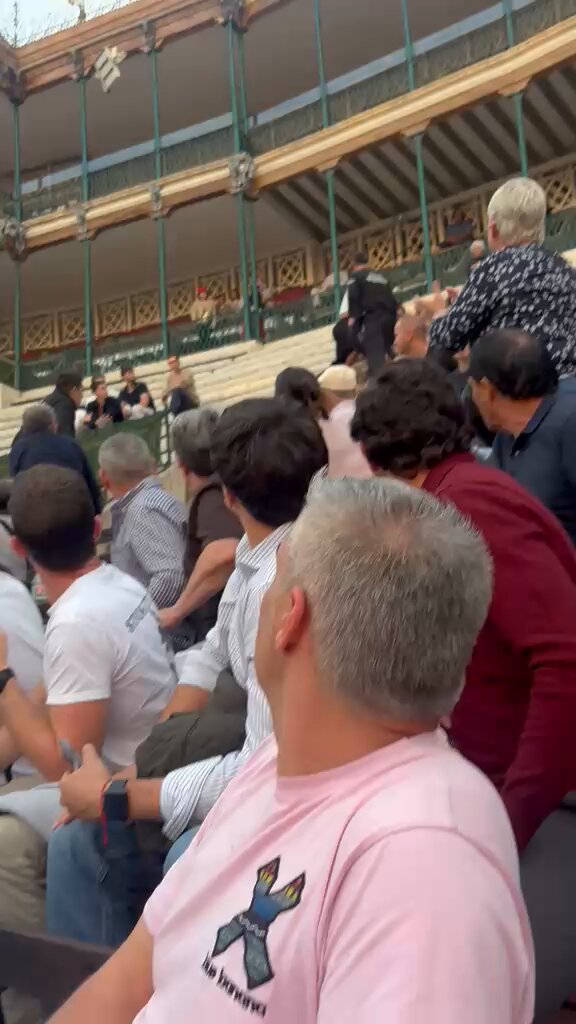 Un agradable sujeto que estaba dando latigazos a los asientos de la plaza de toros de Valencia, termina hiriendo con un objeto punzante a un asistente que trató de reducirlo.