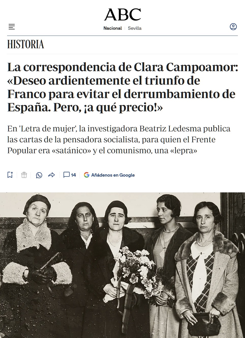 Clara Campoamor deseaba la victoria de Franco.