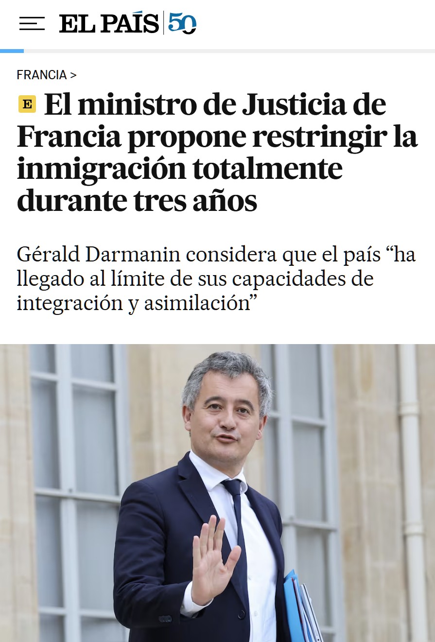 El ministro de Justicia de Francia propone restringir la inmigración totalmente durante tres años