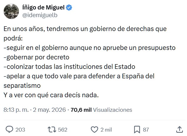 Todo vale para frenar a "la ultraderecha". Pero cuando "la ultraderecha" gobierne... ya no valdrá.