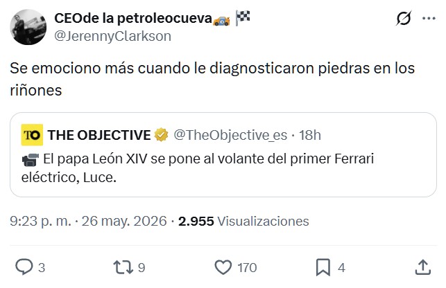 Crearemos un Ferrari eléctrico horrendo con limpiaparabrisas de autobús y llantas que parecen tapas de sartén, y lo promocionaremos dejando que lo conduzca el Papa... ¿Qué podría salir mal?