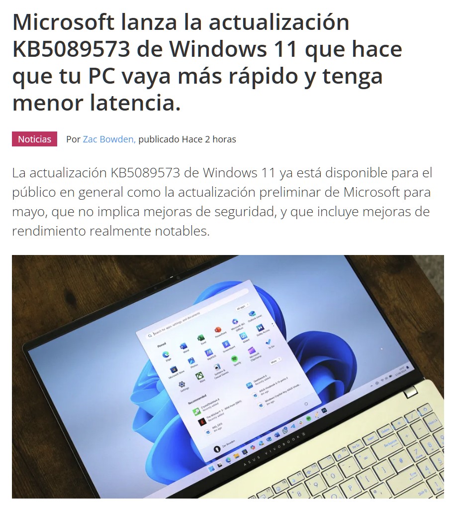 Windows ha lanzado una actualización opcional con la que el PC mejora notablemente su agilidad.