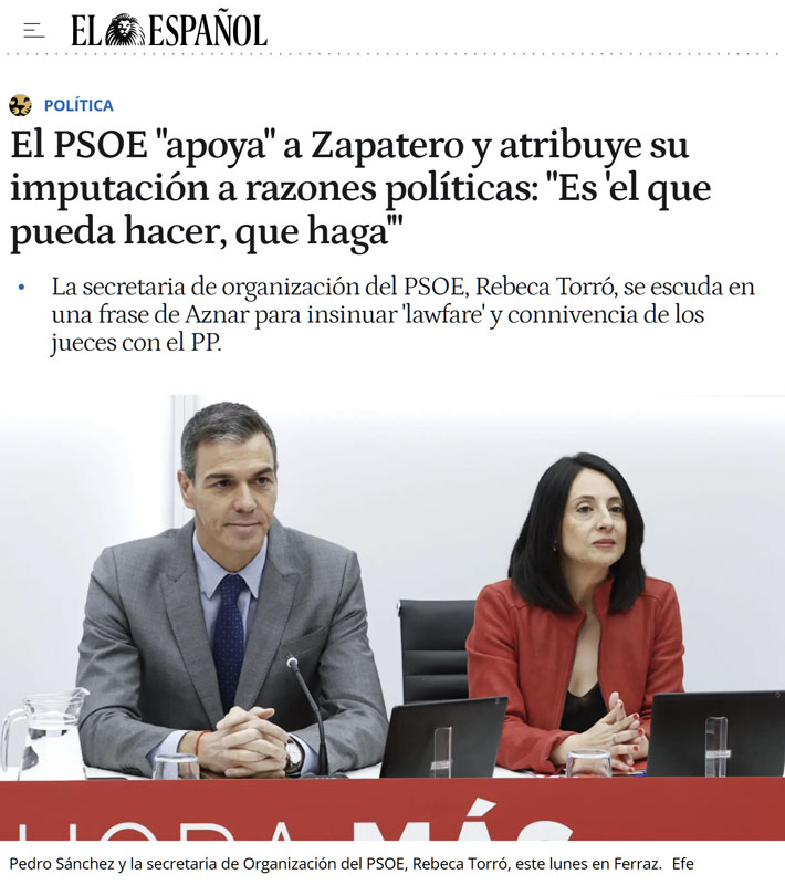Reacciones a la imputación de Zapatero.