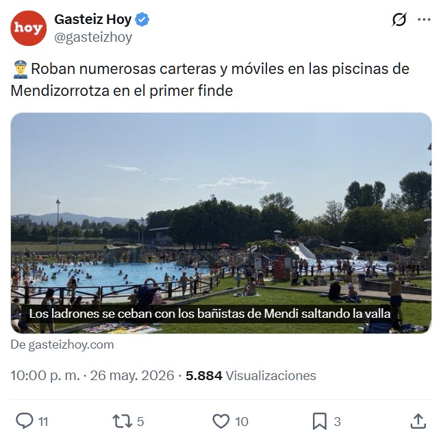 Primer finde de piscinas en Vitoria: la fiesta de los robos.