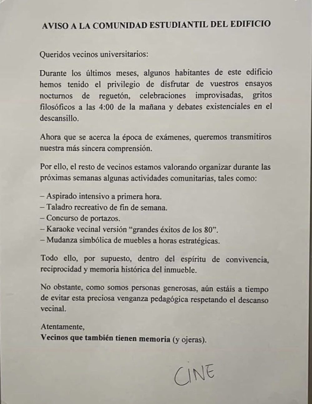 Vecinos colegas que se solidarizan con las actividades de los estudiantes.