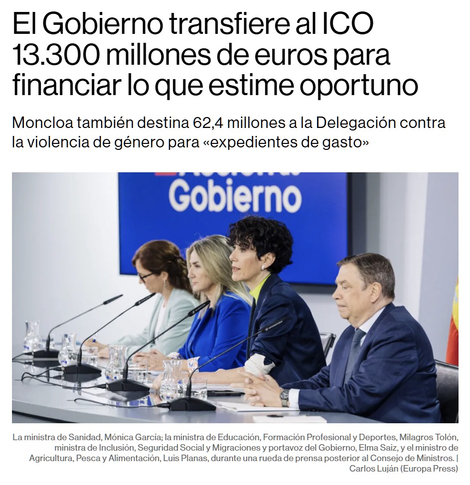 Hace 12 días el Gobierno transfirió 13.300 millones de euros al ICO.