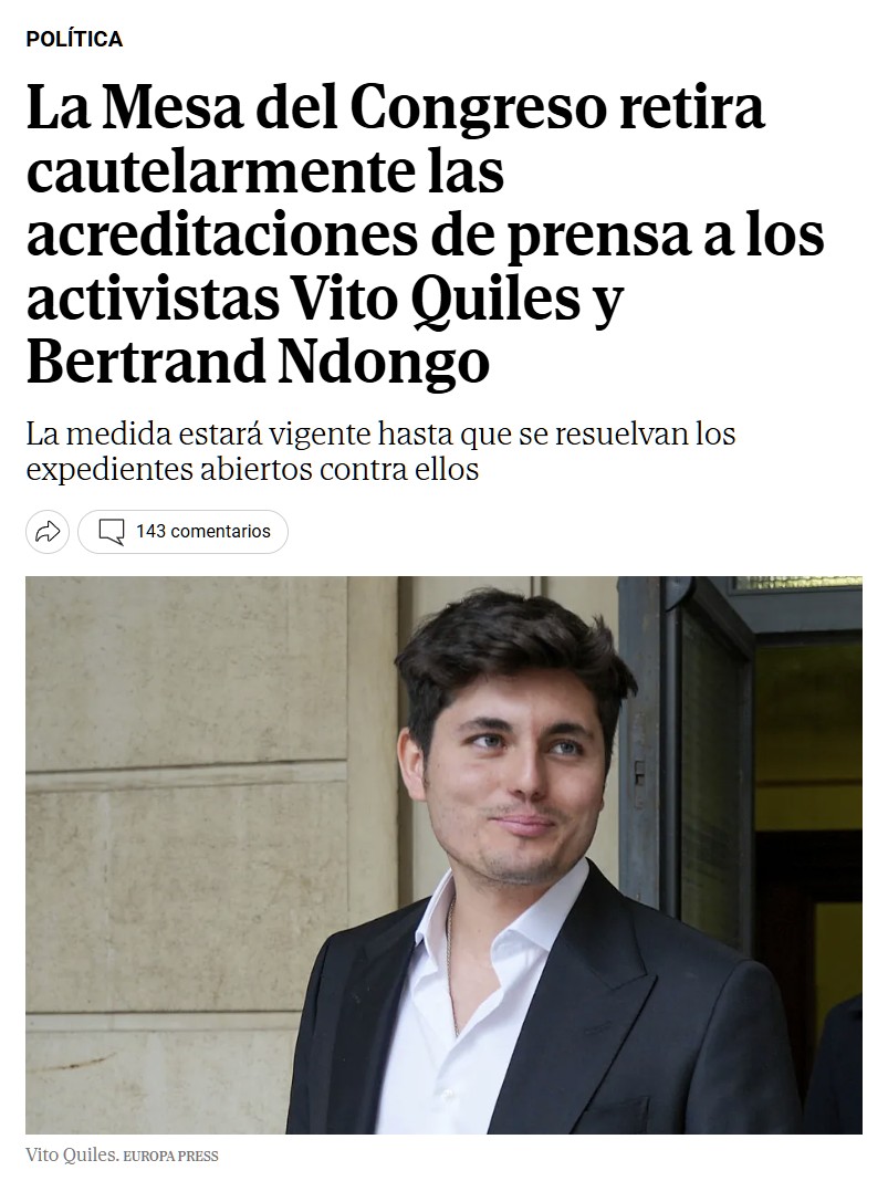Le han retirado la acreditación a Quiles y a Mondongo.