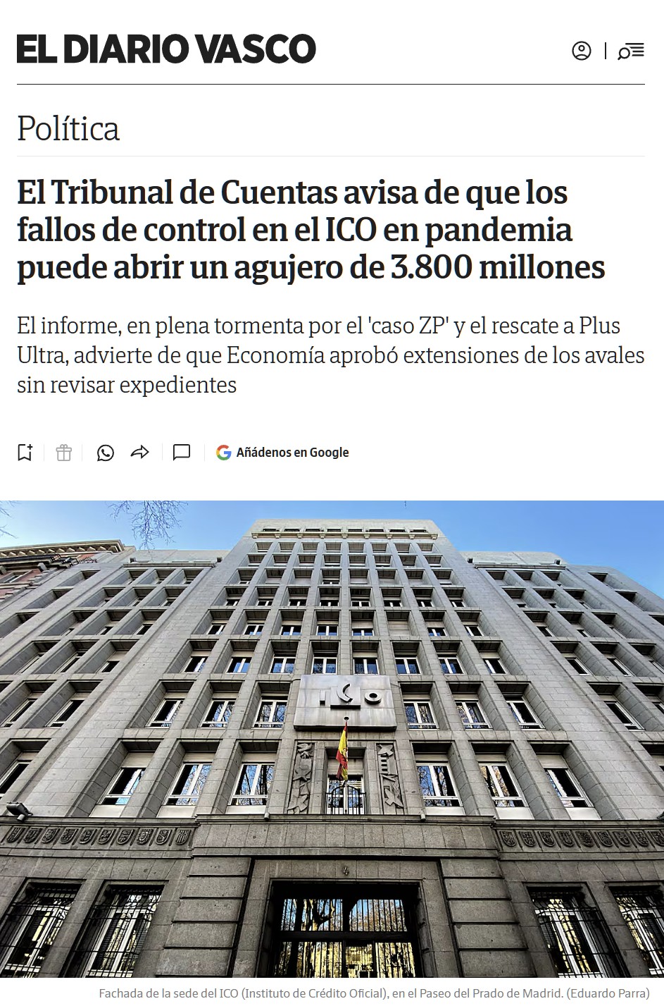 Hace 12 días el Gobierno transfirió 13.300 millones de euros al ICO.