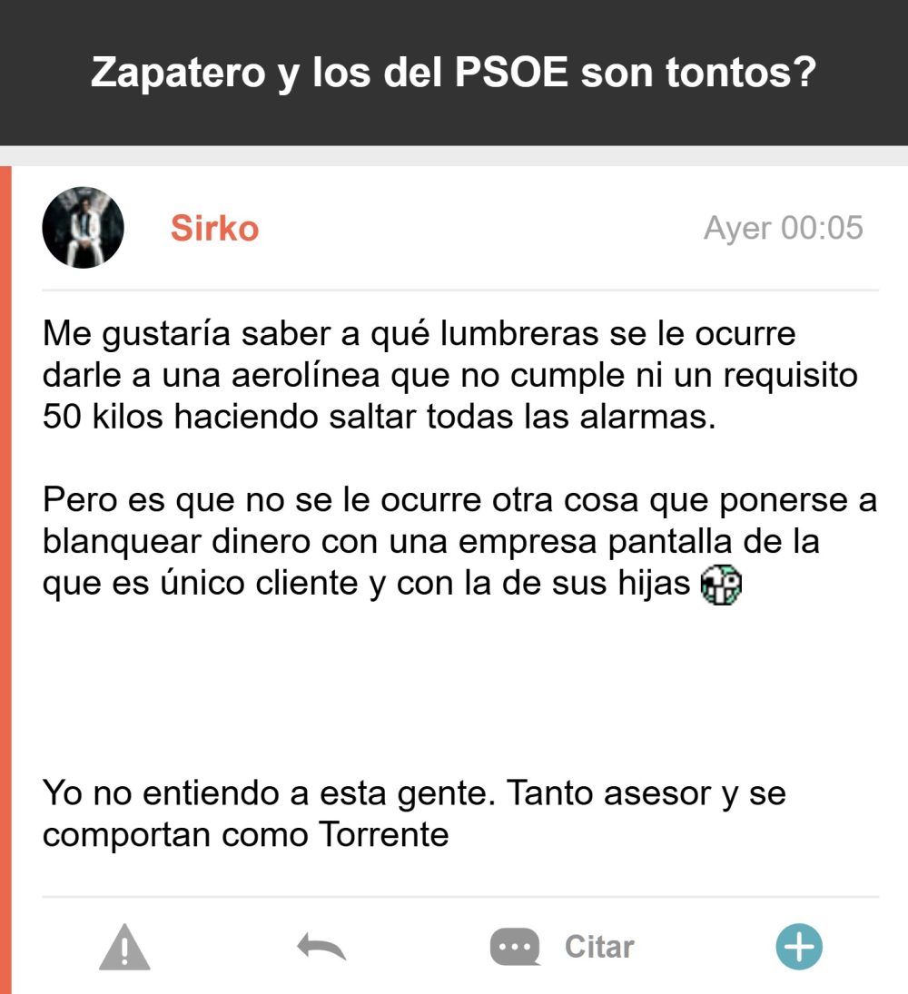 Resumen forocochero del caso Zapatero.