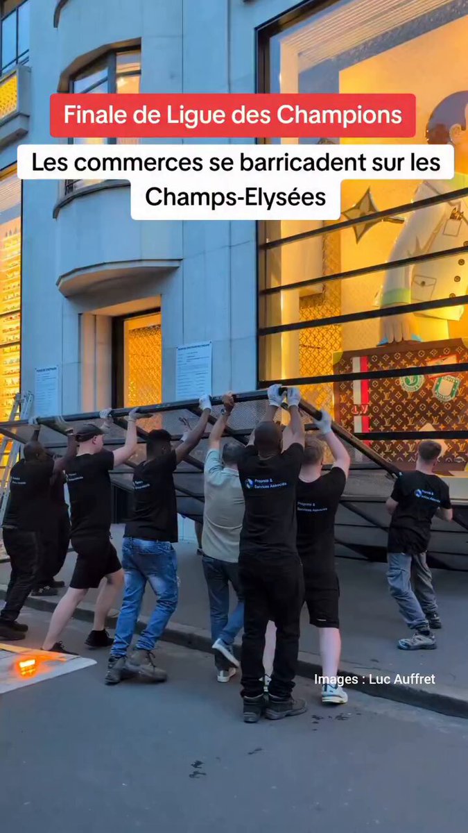 Los comercios de París se blindan ante la final de la Champions, ya saben lo que va a pasar si gana el PSG o si pierde el PSG.