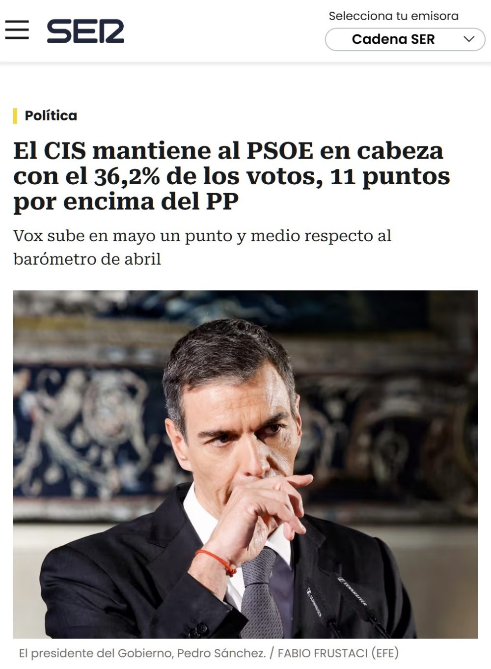 El CIS da al PSOE como ganador de las generales con una ventaja de 11 puntos sobre el PP.