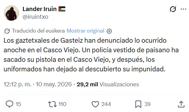 Vitoria se plaga de agradables sujetos de esos que dan palizas a viejos para robarles algo, y la ertzaintza detiene a uno de ellos.