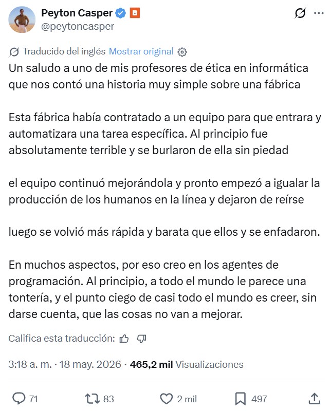 El poético momento en el que el robot adelantó al humano porque éste hizo una pausa para ir al baño.