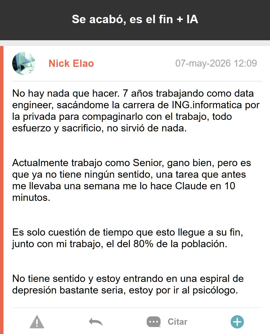 La IA (Claude) se va a llevar por delante al 95% de los programadores.