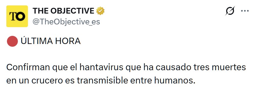 Se confirma que el hantavirus que se ha cargado a 3 personas en un crucero se transmite entre humanos.