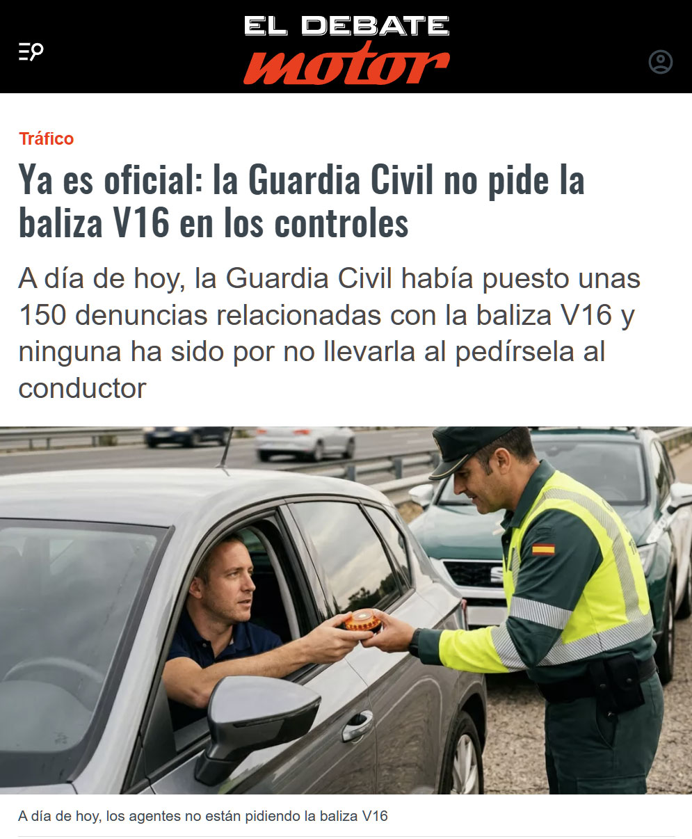 La Guardia Civil no está pidiendo la baliza V16.