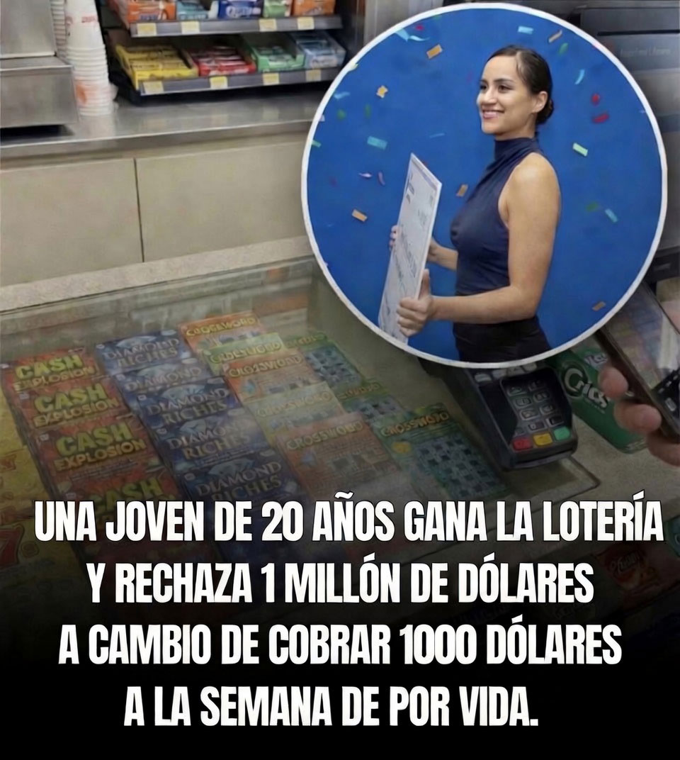 Una joven elige 1000 dólares a la semana en lugar de 1.000.000 de golpe.