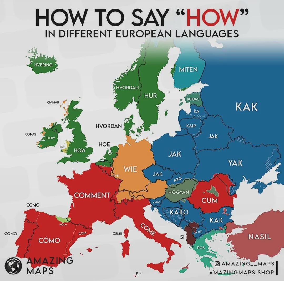Cómo se dice "CÓMO" en los distintos países de Europa.
