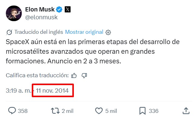 Al momento de la publicación de este tuit, Starlink aún no tenía nombre.