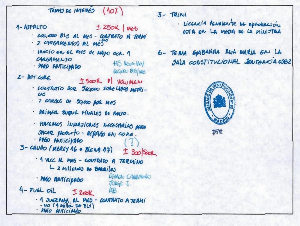 Las agendas incautadas por la UDEF al testaferro de Zapatero revelan que traficaban con petróleo y oro de Venezuela: 200.000 barriles de asfalto al mes. 2 millones de barriles de crudo al mes